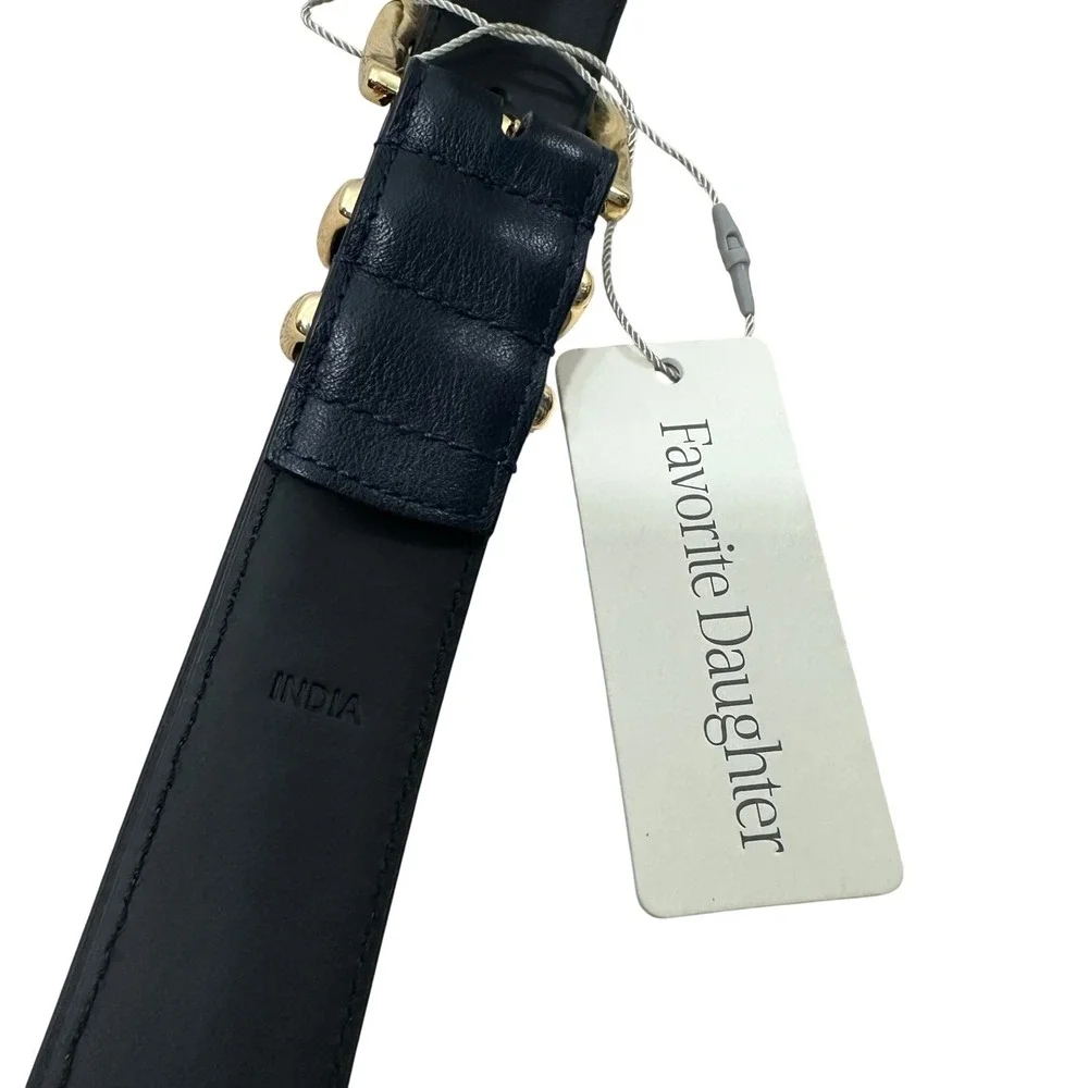 Favorite Daughter The Jordan Belt Navy Gold Leather XL FD3000002 New